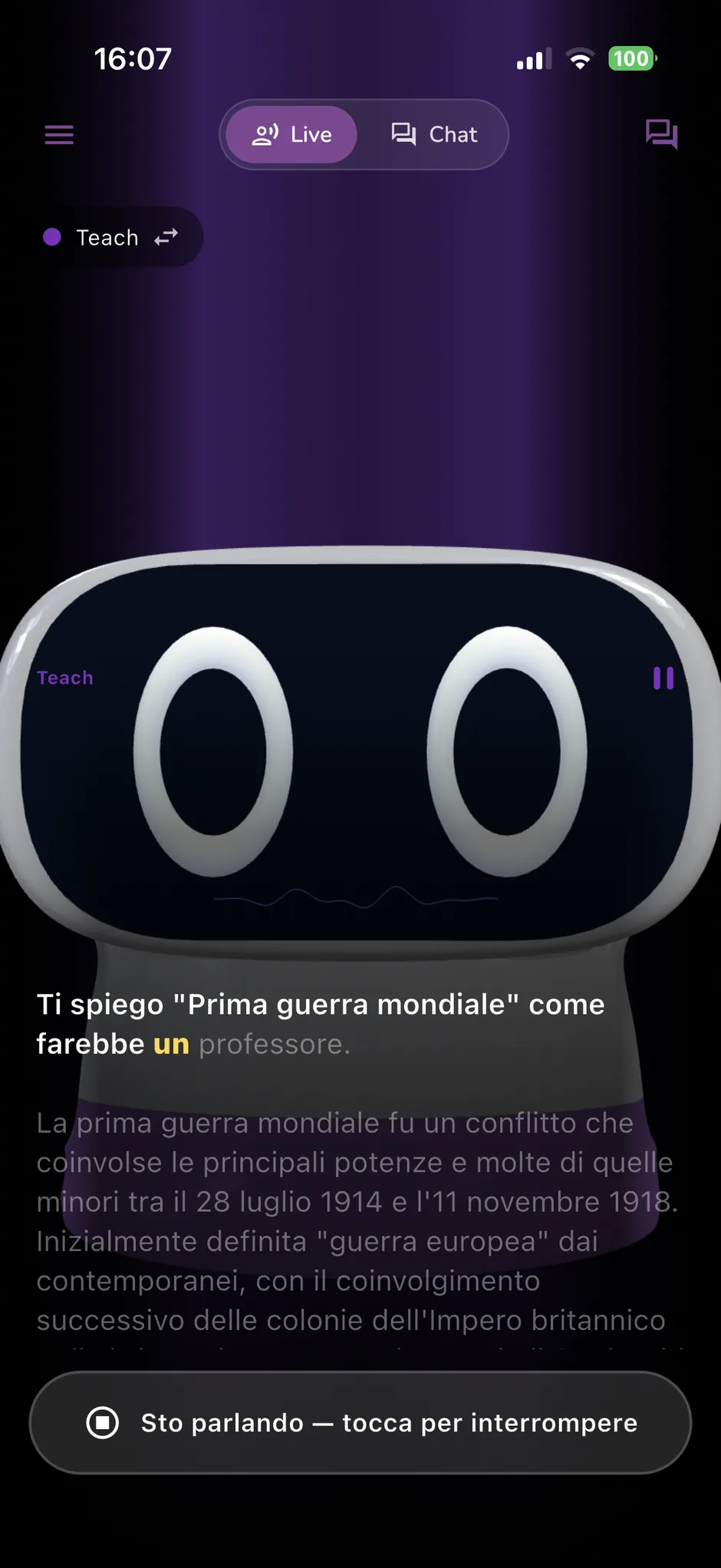 Simulazione orale vocale StudyVoice in corso